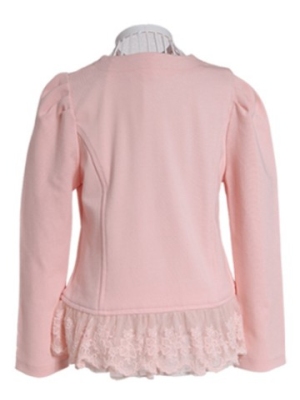 Girl coat black pink lace design